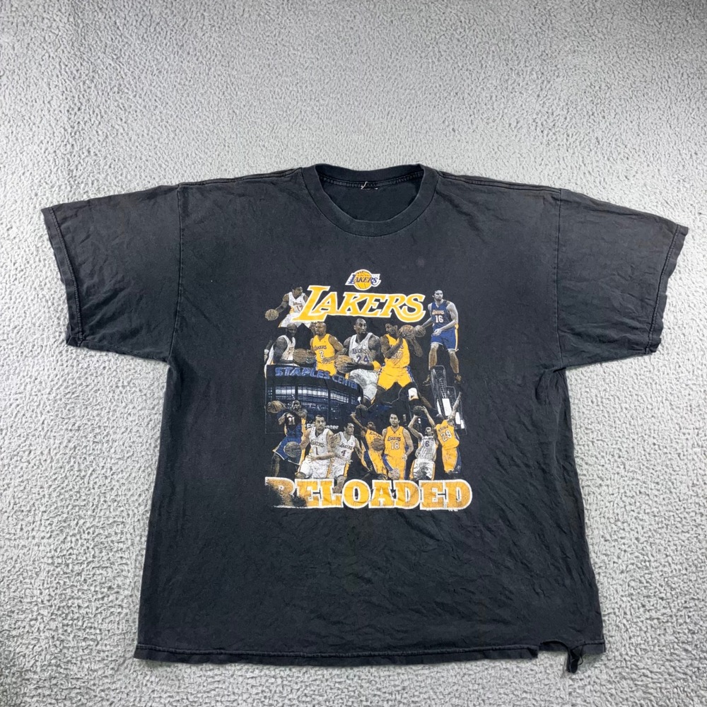 Vintage Lakers Reloaded T-Shirt Men‎ 2XL Black Kobe Bryant Roster Graphic Tee